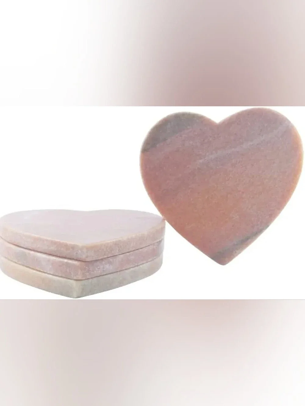 Heart-Shaped Stone Coasters - Light Pink Beige THREE